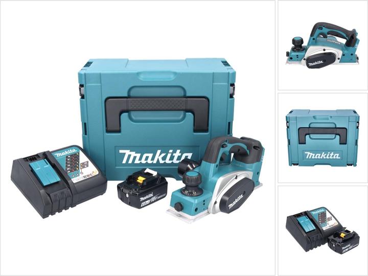 Productafbeelding Makita DKP 180 RG1J Accu schaafmachine 18 V 82 mm + 1x Accu 6,0 Ah + Lader + Makpac