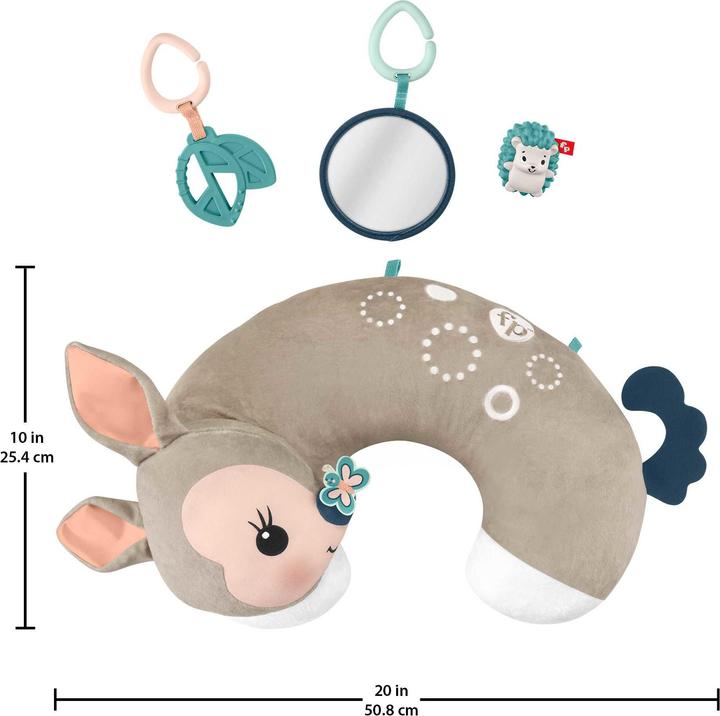 Image du produit Fisher-Price Coussin de jeu faon avec miroir, anneau de dentition et hochet hérisson
