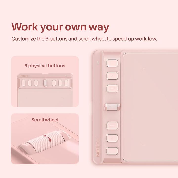 Produktbild Huion Inspiroy 2S Rosa Grafiktablett (5080 lpi)