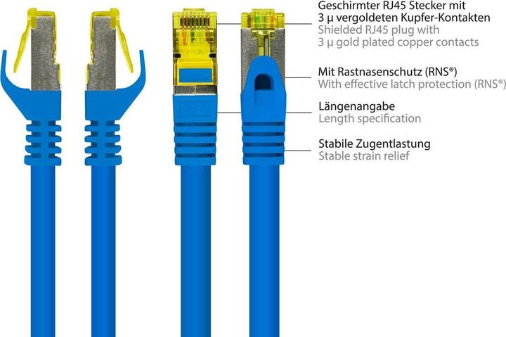 Actual product image Good Connections RJ45 patch cable withCat.7 raw cable and snap-in lug protection (RNS®), S/FTP, PiMF, halogen-free (S/FTP, CAT7, 7.50 m)