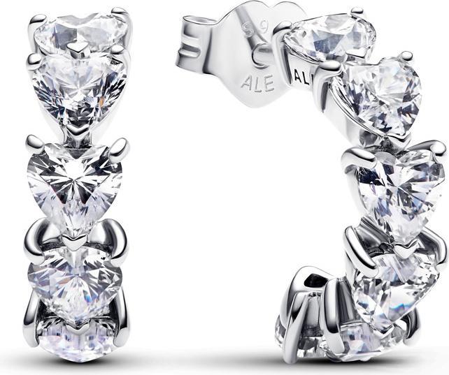 Pandora Sparkling Heart Open Hoop Earrings (Sterling Silber 925)