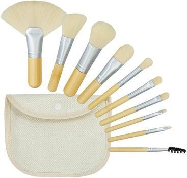 Tools for Beauty T4B MIMO Set Travel Size Bamboo Makeup Brushes with Cotton Case Cream 10 Pieces (Set)