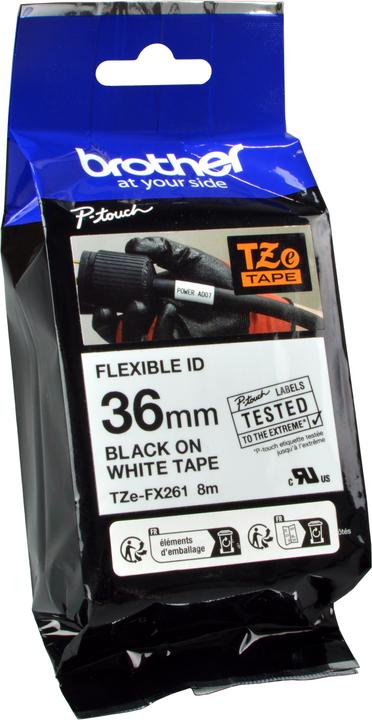 Produktbild Brother Flexitape lamin. schwarz/weiss TZe-FX261 zu PT-550 (3.60 cm, Schwarz)