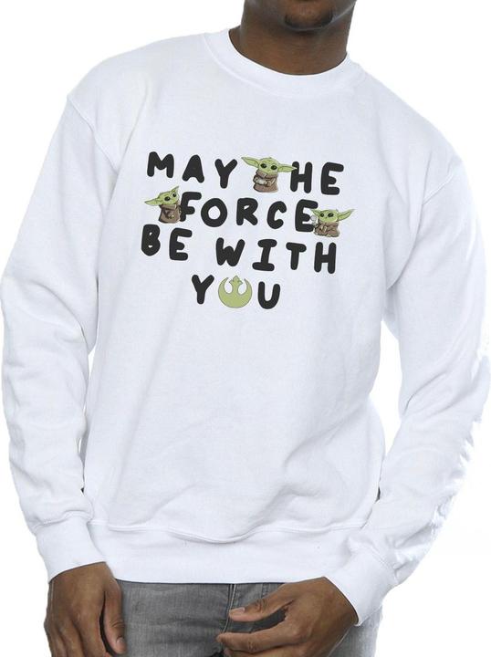 Actual product image Star Wars Mens The Mandalorian Grogu May The Force Be With You Sweatshirt (S)
