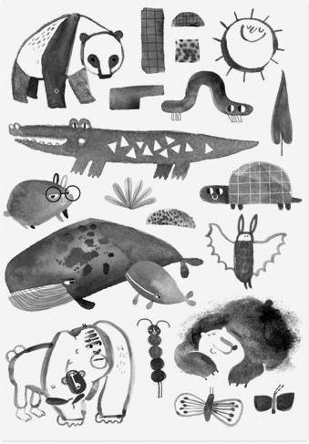 Immagine prodotto Nuukk Tatuaggio organico per bambini coccodrillo & friends in bianco e nero