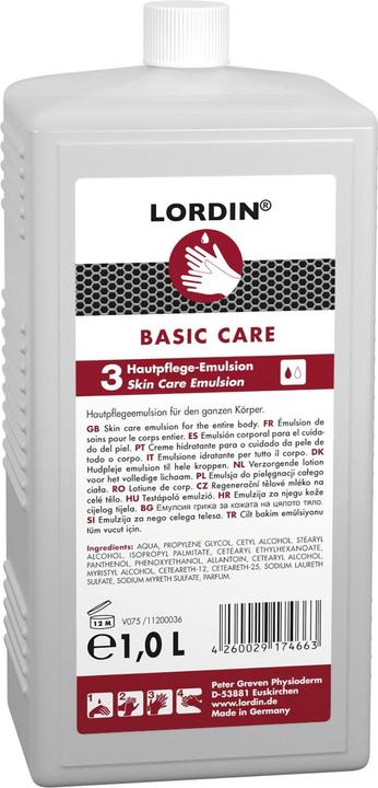 Produktbild Lordin Hautschutzcreme Basic Care 3in1 Körper, Gesichts- und Handcreme, 1l (1000 ml)