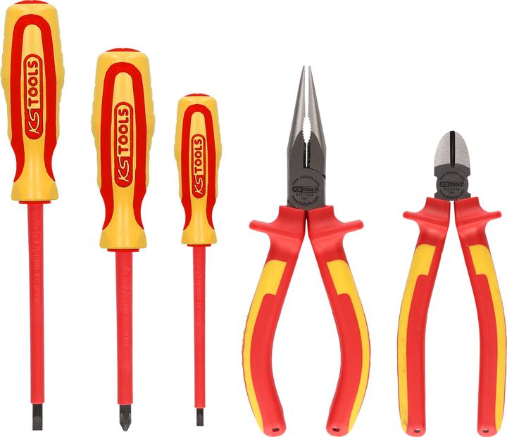 Actual product image KS Tools ERGOTORQUE VDE Pliers and screwdriver set, 5 pcs. variant 1 (Phillipps cross recess (PH), Port)