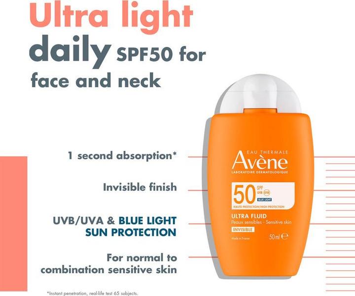 Immagine prodotto Avène Ultra Fluid Invisible (Crema solare viso, SPF 50, 50 ml, 68 g)