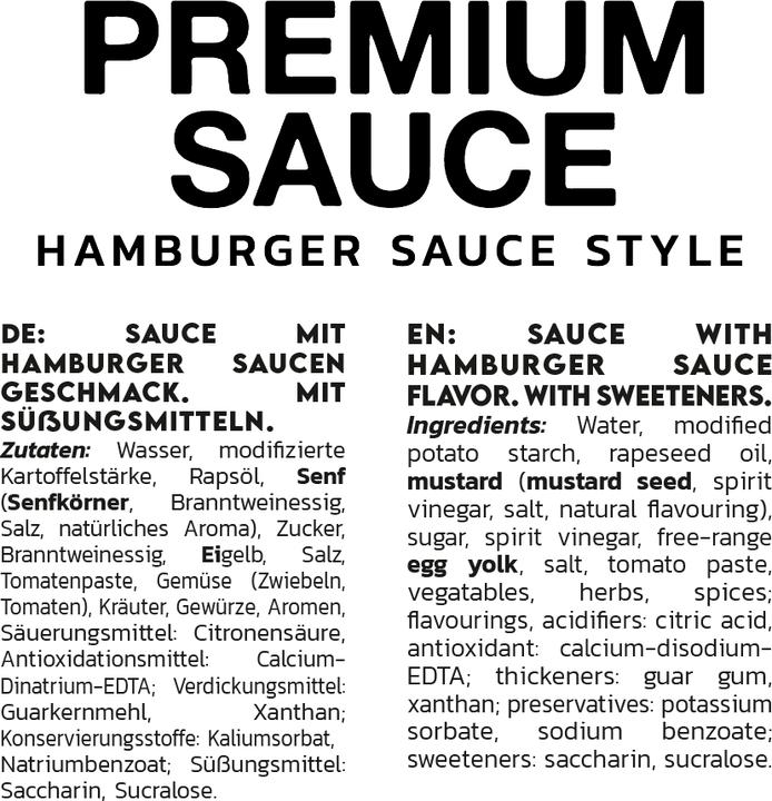 Nutritional values and ingredients Inlead Premium sauce (350 g)