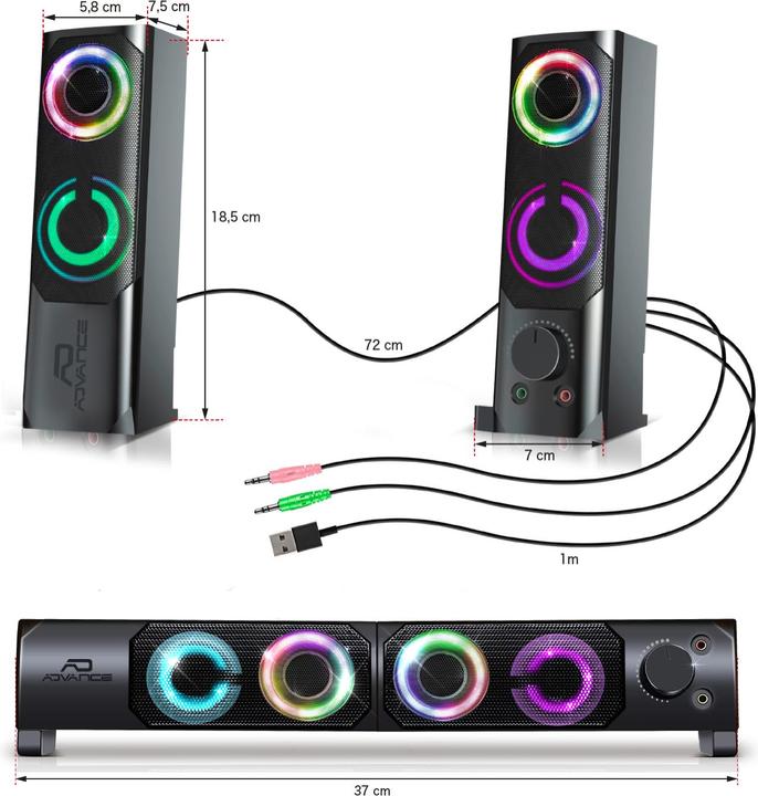 Image du produit Advance Soundphonic 2.0 RGB ADV-SPEAKER-RGB