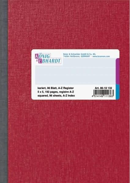 Produktbild König & Ebhardt Registerbuch DIN A6 kariert 70g/m² 96 Bl. (A6, Kariert)
