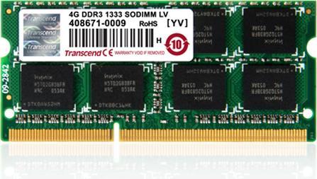 Produktbild Transcend SODIMM DDR3 1333Mhz 4GB Non-ECC SRx8 1.5V CL9 (1 x 8GB, 1333 MHz, DDR3-RAM, SO-DIMM)