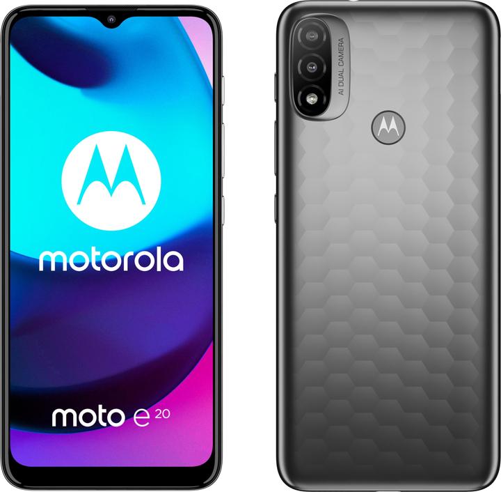 Actual product image Motorola Moto e20 (32 GB, Graphite gray, 6.50", Hybrid Dual SIM, 13 Mpx, 4G)