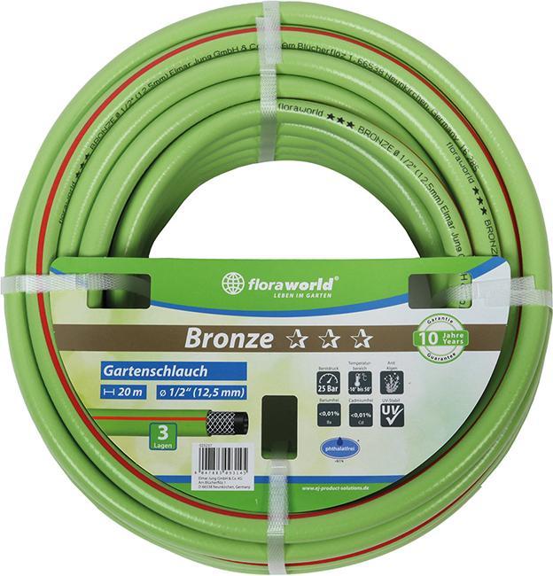 Floraworld Gartenwasserschlauch 12,5 mm 1/2 Zoll 50 m Bronze (50 m, 12.50 mm)