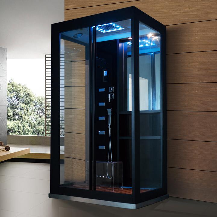 Produktbild Home Deluxe Dampfdusche mit Wasserfall und Dampfsauna LUXUS XL, 120x90 cm - Schwarz