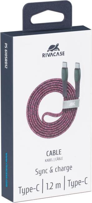 Image du produit Rivacase CÂBLE USB-C VERS USB-C /ROUGE PS6105 RD12 (1.20 m, USB 2.0)