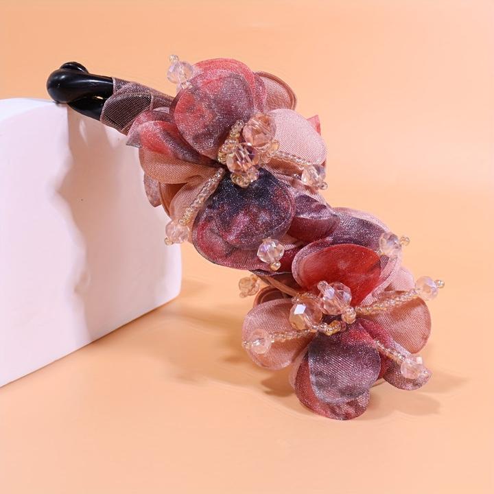 Immagine prodotto Activity Board 2 Stück Vintage Bohemian Style Fabric Flower Hair Claw - Harz elegante Bananenklammer rutschfeste (2 pz.)