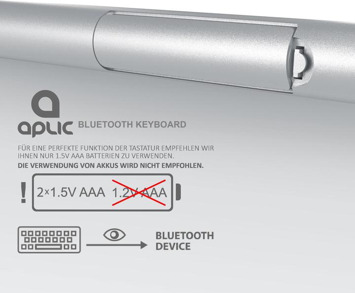 Produktbild Aplic Wireless Tastatur, Bluetooth Keyboard für iOS, Android, Windows, QWERTZ Layout (DE, Kabellos)