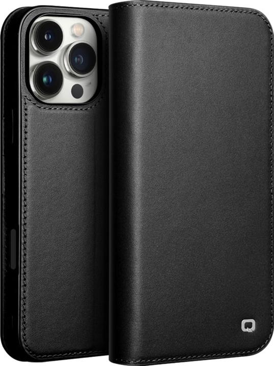 Actual product image QiAlino Fourre Flip cuir véritable mat (Apple iPhone 16 Pro Max)