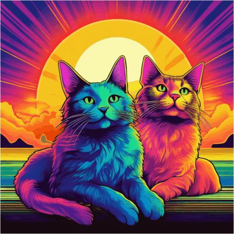 Actual product image Bügelbilder Bügelbild Vaporwave Cat