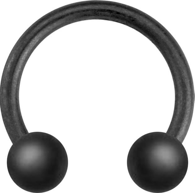 Star Piercing Circular Barbell schwarz matt mit zwei Kugeln (Chirurgenstahl 316L, ohne Messing)