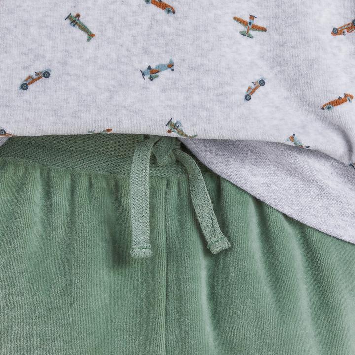 Produktbild La Redoute Collections Samt-Pyjama Flugzeuge und Autos