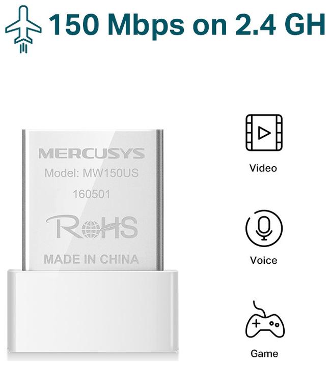 Produktbild Mercusys Scheda N150 Wifi Nano USB Adapter USB 2.0 1 Antenna Interna (USB)