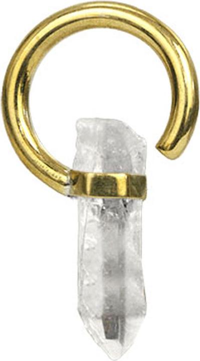 Star Piercing Ohrgewicht Haken vergoldet mit Quarzkristall (Messing, Mineralisch)