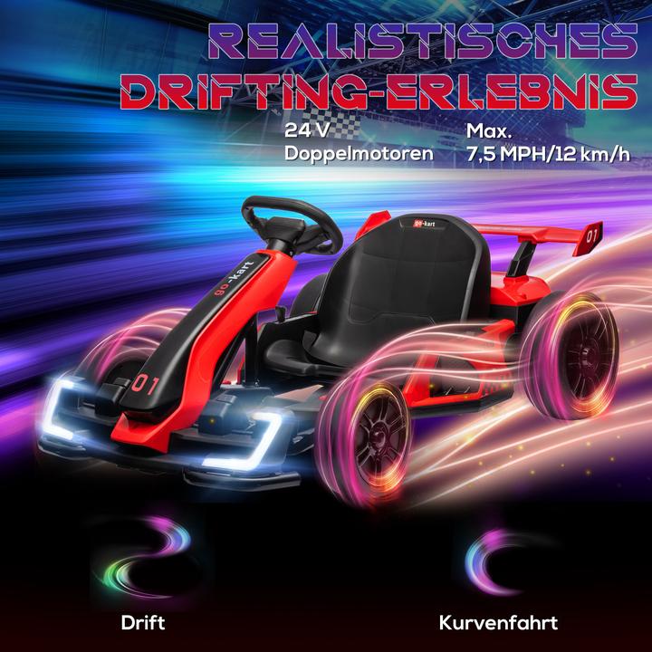 Produktbild Homcom Kinder Elektro Gokart Kunststoff, Metall Rot+Schwarz