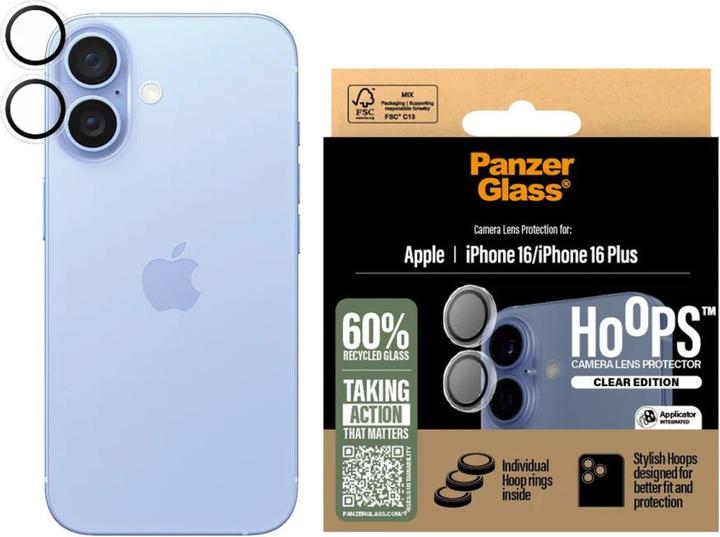 Produktbild PanzerGlass Hoops Transparent Lens Protector iPhone '24 6.1"/ 6.7" (1 Stück, Apple iPhone 16 Plus, Apple iPhone 16)