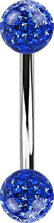 Produktbild Star Piercing Banane silber mit zwei Kristall Kugeln dunkelblau Epoxy Schutzschicht (Chirurgenstahl 316L, ohne Messing)