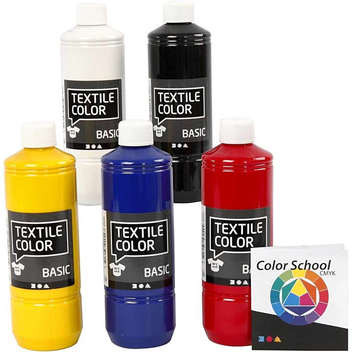 Produktbild Creativ Company Textielverf - Primaire kleuren, 5x500ml (Primärfarben, 500 ml)