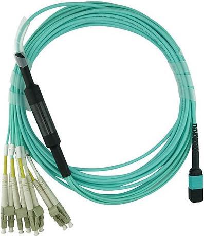 Produktbild BlueOptics LWL MTP/4xLC Breakout Kabel OM3 5 Meter