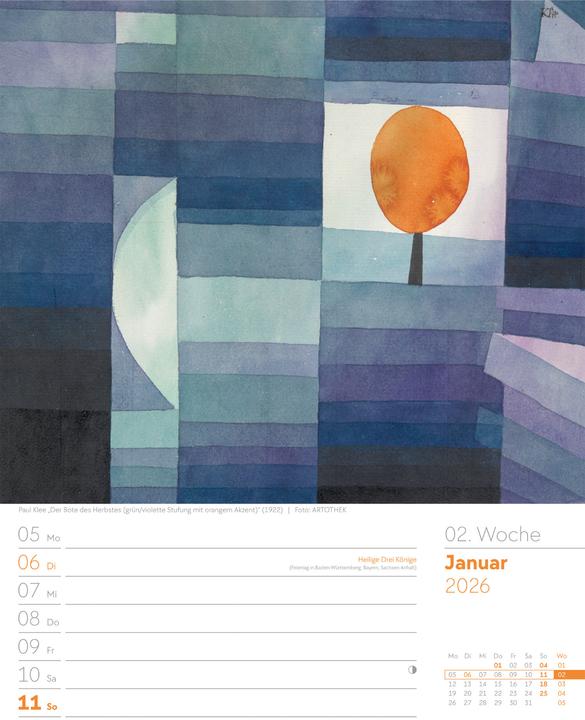 Immagine prodotto Kunstwelt - Impressionismus und Klassische Moderne - Wochenplaner Kalender 2026 (25 x 33 cm, Copertina rigida, Tedesco)