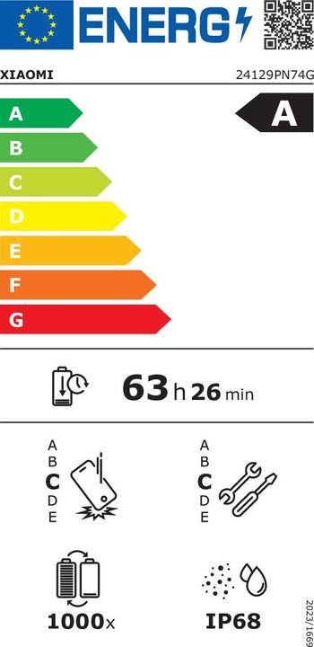 Etichetta energetica Xiaomi 15 (256 GB, Bianco, 6.36", Doppia SIM, 50 Mpx, 5G)