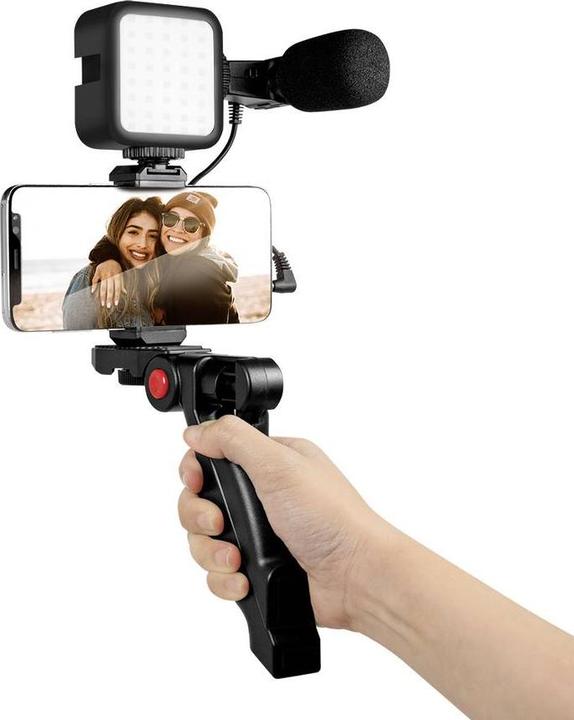 Immagine prodotto LogiLink Kit Vlogger con luce LED, microfono + treppiede, per smartphone da 4,77 pollici