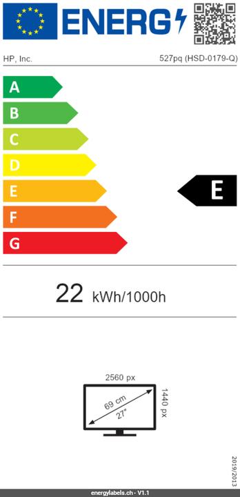 Energie-Label HP Serie 5 Pro 27-Zoll-QHD-Monitor – 527pq (2560 x 1440 Pixel, 27")