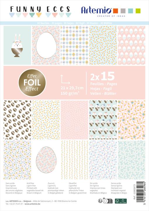 Produktbild Artemio Papier-Block "Funny Eggs" (150 g/m², 30 x)