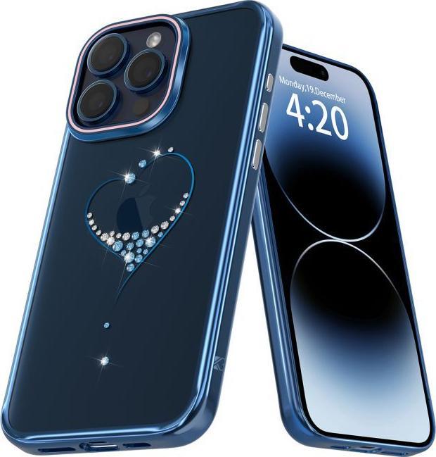 Immagine prodotto Kingxbar Custodia in silicone Wish Series con cristalli per iPhone 15 Pro - blu (Apple iPhone 15 Pro)