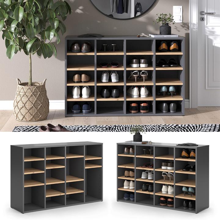 Produktbild Vicco Schuhschrank Lysander, Goldkraft Eiche/Anthrazit, 104 x 65.5 cm (104 x 32 x 122 cm)