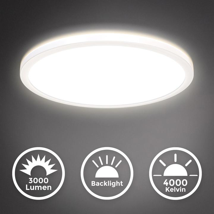 Actual product image B.K.Licht Ultra-flat LED panel with LED backlight, white, 1xLED/22W (3000 lm)
