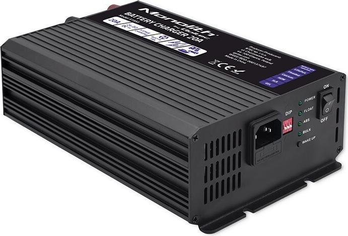 Actual product image Qoltec Smart Monolith battery charger for LiFePO4 AGM GEL SLA batteries | 20A | 24V (24V, 20 A)