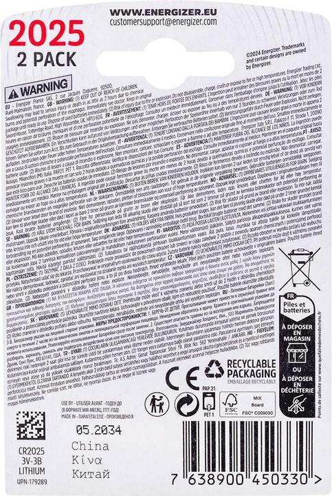 Produktbild Energizer 2025 Lithium (2 Stk., CR2025, 165 mAh)