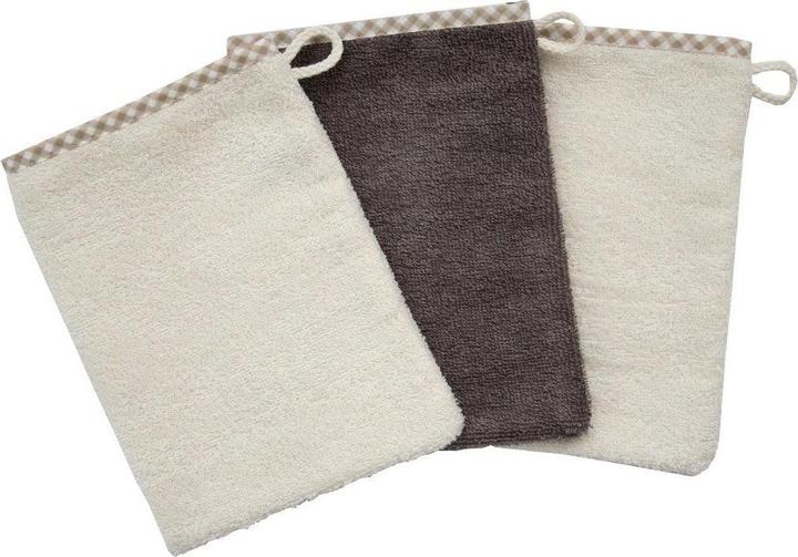 Image du produit Gant de toilette & Gant de toilette bébé Lot de 3 - Uni naturel marron clair