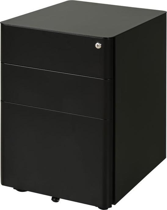 Swisshandel24 Roll container, mobile filing cabinet with 3 drawers, office cabinet, storage, steel, black, 39 (39 x 48 x 59 cm)