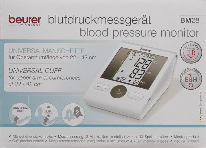 Immagine prodotto Beurer Misuratore di pressione del braccio superiore BM 28 con bracciale universale (Sfigmomanometro per braccio)
