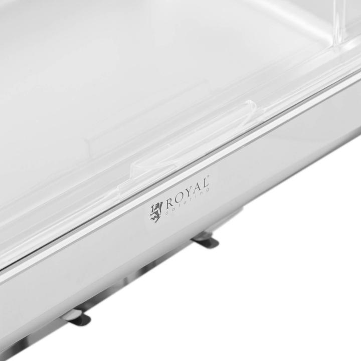 Actual product image Royal Catering Chafing Dish Warmhaltebehälter Rechaud GN 1/1 8,5 L breiter Stand
