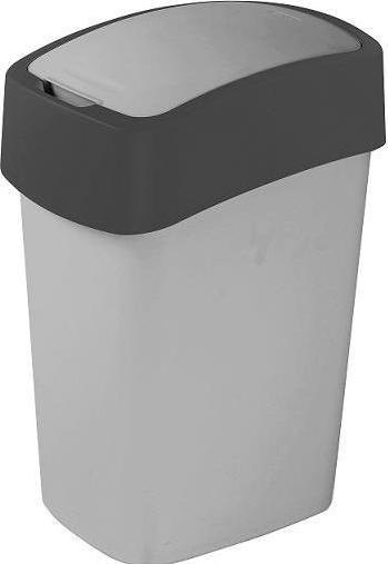 Actual product image Curver FLIP BIN" 10L waste bin, silver/dark grey, 18.9x23.5x35 (10 l)