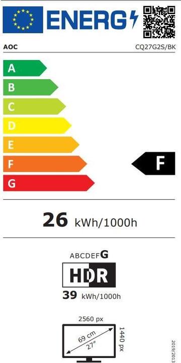 Energy Label AOC CQ27G2S/BK (2560 x 1440 pixels, 27")