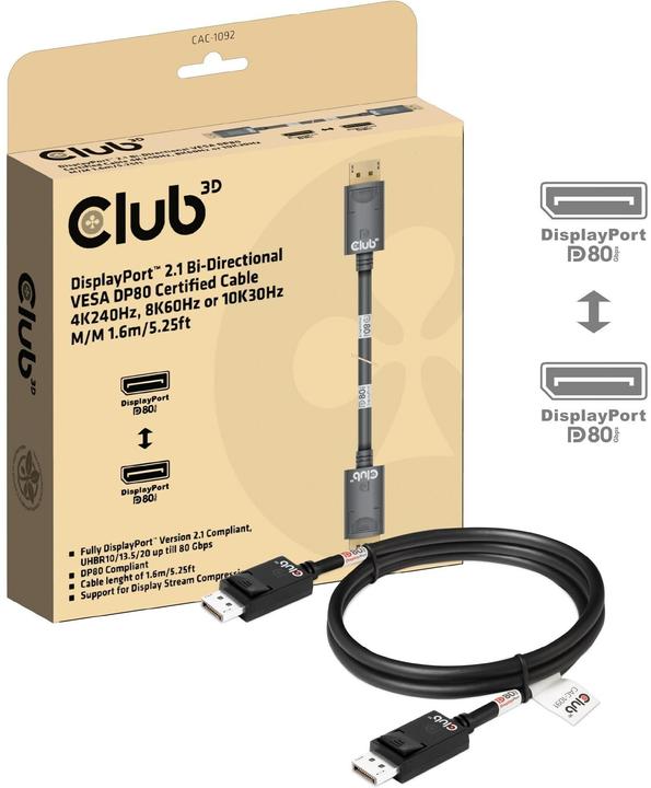 Image du produit Club 3D DisplayPort — DisplayPort (1.60 m, DisplayPort)